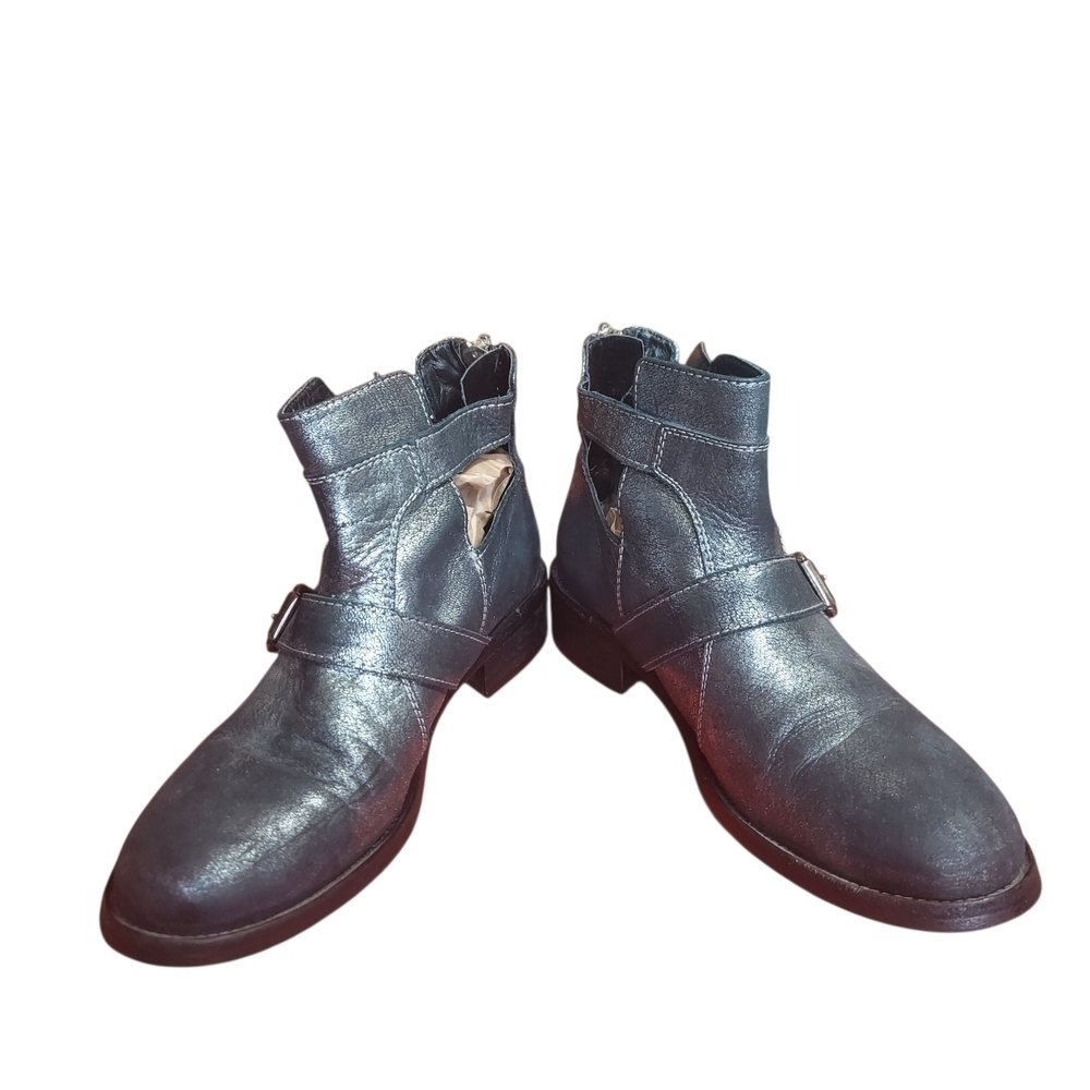 Steven by Steve Madden Italian Leather Buckle Moto Ankle Boots 37 Made in Italy - Picture 14 of 15